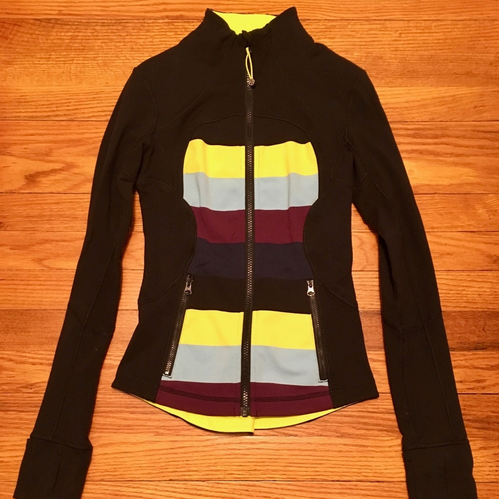LULULEMON Zip-Up Sweat Jacket Black w Stripe Front